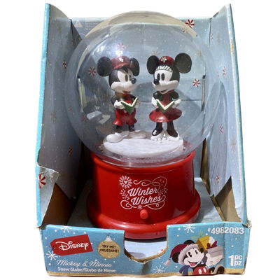 Disney Mickey And Minnie Snow Globe Con Sonido 5 Melodias Christmas Navidad