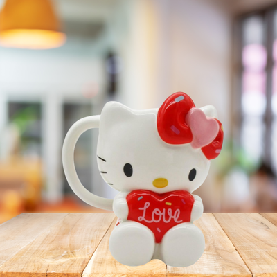 Hello Kitty Sanrio 3d Sculpted Ceramic Love Heart Mug Taza