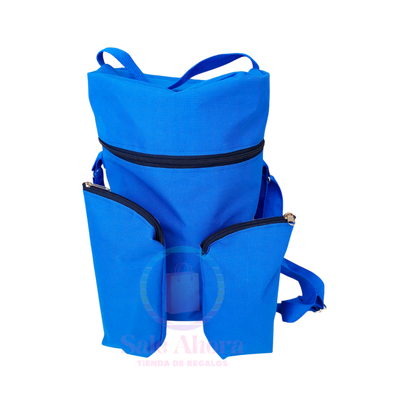 Bolso matero con chau lata de tela azul