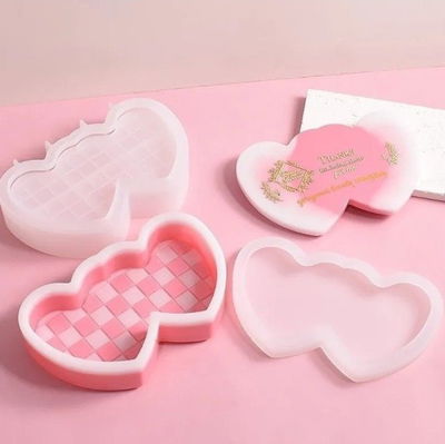 Molde de Silicona corazón doble  Cemento, Yeso y Resina –  Artesanal
