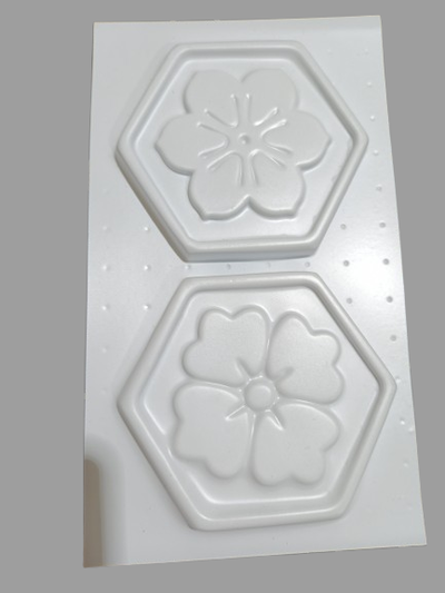 Molde termoformado exagonales flor VM cemento resina yeso