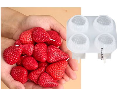 Molde de silicona frutillas x4 4028 jabones Velas, Cemento, Resina y Yeso