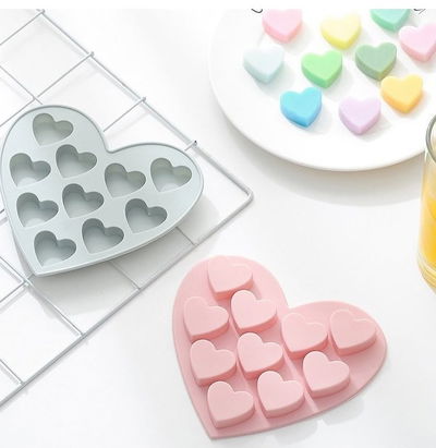 Molde de silicona corazón 12 jabones Velas, Cemento, Resina y Yeso