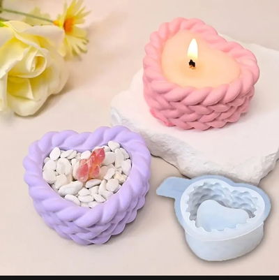 Molde de silicona corazón trenzado   Velas, Cemento, Resina y Yeso