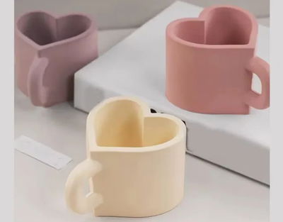 Molde de silicona taza corazón Velas, Cemento, Resina y Yeso