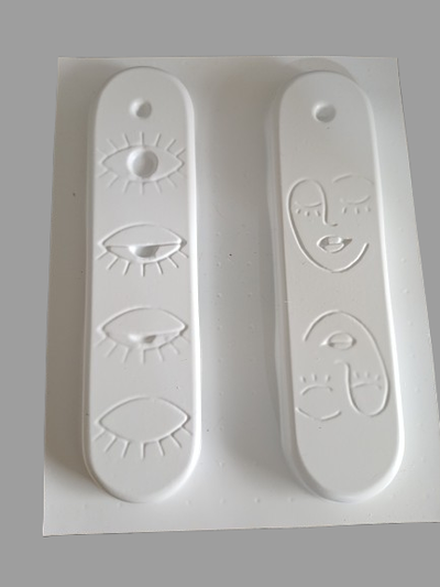 Molde termoformado porta sahumerio x2 rostro ojos vm- Cemento Yeso y resina acrolica