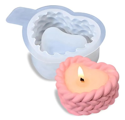 Molde de silicona corazón trenzado Velas, Cemento, Resina y Yeso