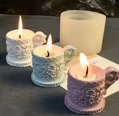 Molde de silicona porta vela tacita Velas, Cemento, Resina y Yeso