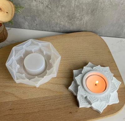 Molde de Silicona porta vela loto 2458 para Cemento, Yeso y Resina –  Artesanal