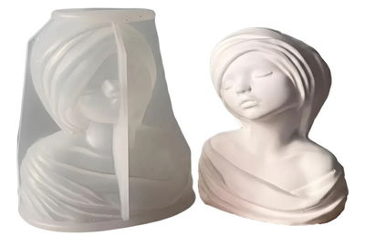 Molde de Silicona mujer turbante  para Cemento, Yeso y Resina –  Artesanal