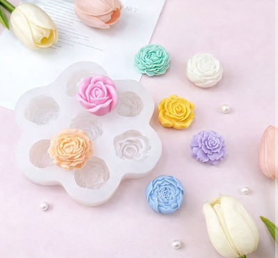 Molde de silicona flores por 7  – Cemento, Resina, Yeso y Velas