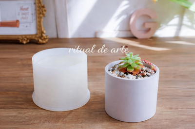 Molde de silicona maceta redonda Velas, Cemento, Resina y Yeso