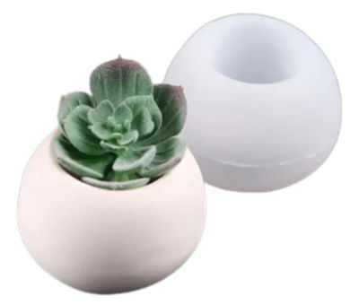 Molde de Silicona contenedor bolita  Cemento, Yeso y Resina –  Artesanal