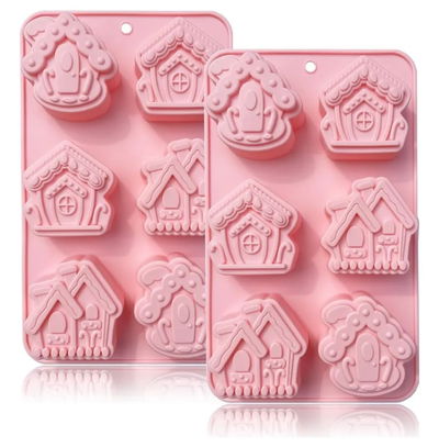 Molde de silicona casitas Velas, Cemento, Resina y Yeso