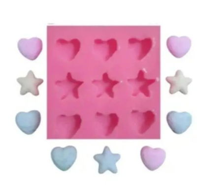 Molde de silicona corazones y estrellas  peluche Velas, Cemento, Resina y Yeso