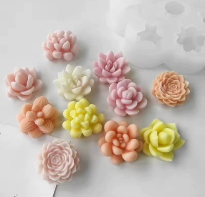 Molde de Silicona suculentas x 7 3817para Cemento, Yeso y Resina – velas