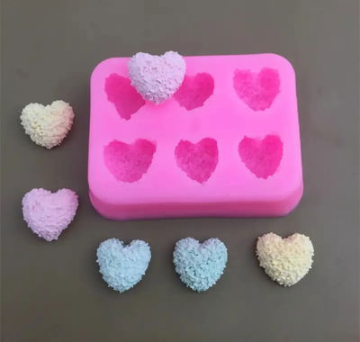 Molde de silicona corazones peluche Velas, Cemento, Resina y Yeso