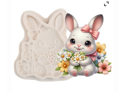 Molde de silicona conejo flores Velas, Cemento, Resina y Yeso