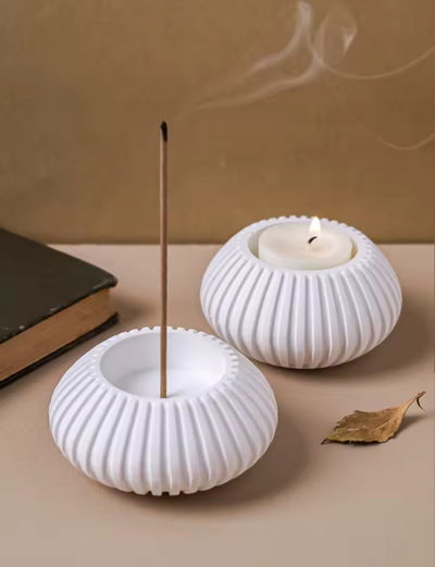 Molde de silicona porta vela rayas 9g7 – Cemento, Resina y Yeso