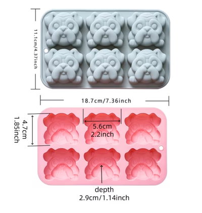 Molde de silicona perro bulldog Velas, Cemento, Resina y Yeso