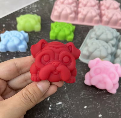 Molde de silicona perro bulldog Velas, Cemento, Resina y Yeso