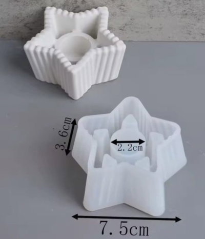 Molde de silicona portavela rayado estrella – Cemento, Resina y Yeso