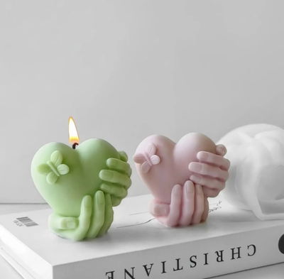 Molde de silicona vela manos corazón 5g7 Velas, Cemento, Resina y Yeso