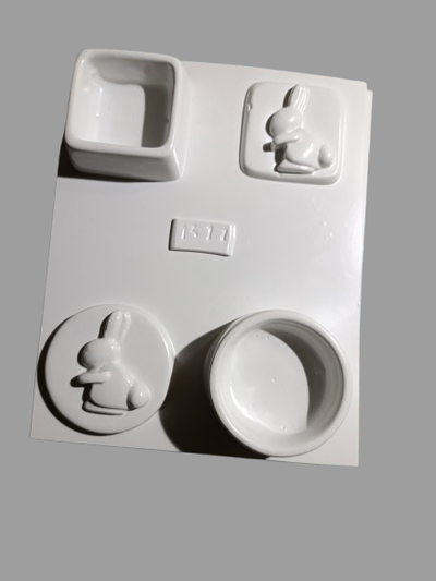 Molde termoformado cajitas conejo  Cemento Yeso y resina acrolica