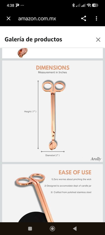 Tijera corta pabilo de Velas, color bronce
