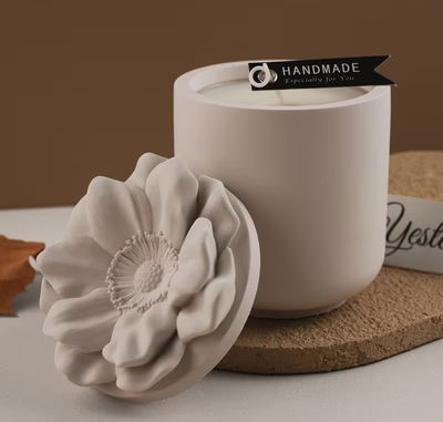 Molde de Silicona contenedor con tapa flor Cemento, Yeso y Resina – Artesanal