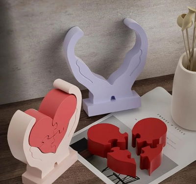 Molde de silicona corazon rompecabezas – Cemento, Resina y Yeso