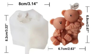 Molde de silicona ositos 2a7 Velas, Cemento, Resina y Yeso