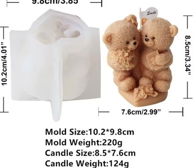 Molde de silicona ositos 2e7 Velas, Cemento, Resina y Yeso