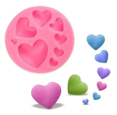 Molde de silicona corazones Deco Velas, Cemento, Resina y Yeso