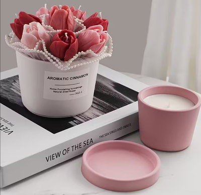 Molde de silicona maceta con plato chica Velas, Cemento, Resina y Yeso