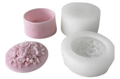 Molde de silicona cajita rosas Velas, Cemento, Resina y Yeso
