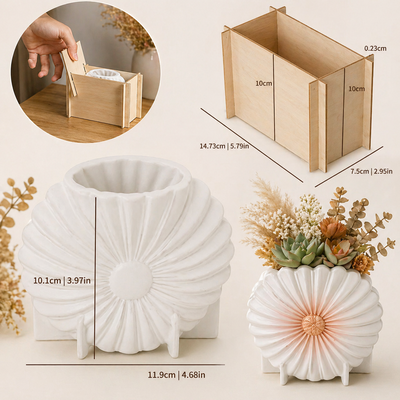 Molde de Silicona  florero relieve redondo  para Cemento, Yeso y Resina –  Artesanal