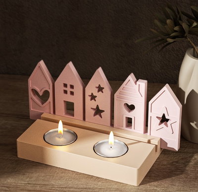 Molde de Silicona casitas y porta vela 4083 para Cemento, Yeso y Resina –  velas