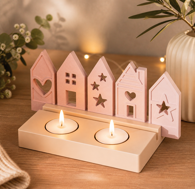 Molde de Silicona casitas y porta vela 4083 para Cemento, Yeso y Resina –  velas