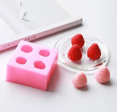 Molde de silicona frutillas x4 d141 jabones Velas, Cemento, Resina y Yeso