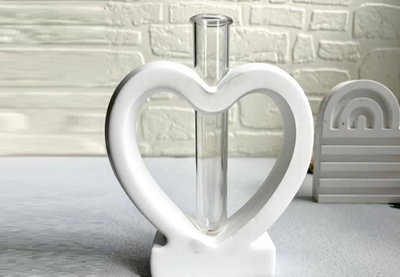 Molde de Silicona florero corazón  para Cemento, Yeso y Resina –  Artesanal