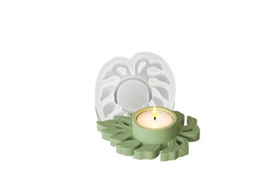 Molde de silicona portavela hoja – Cemento, Resina y Yeso