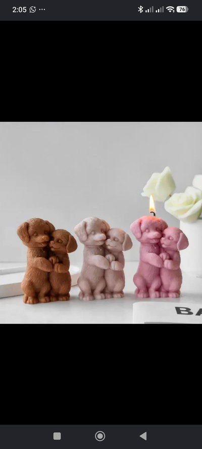 Molde de silicona perritos abrazo Velas, Cemento, Resina y Yeso