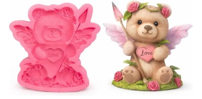 Molde de silicona oso cupido Deco Velas, Cemento, Resina y Yeso