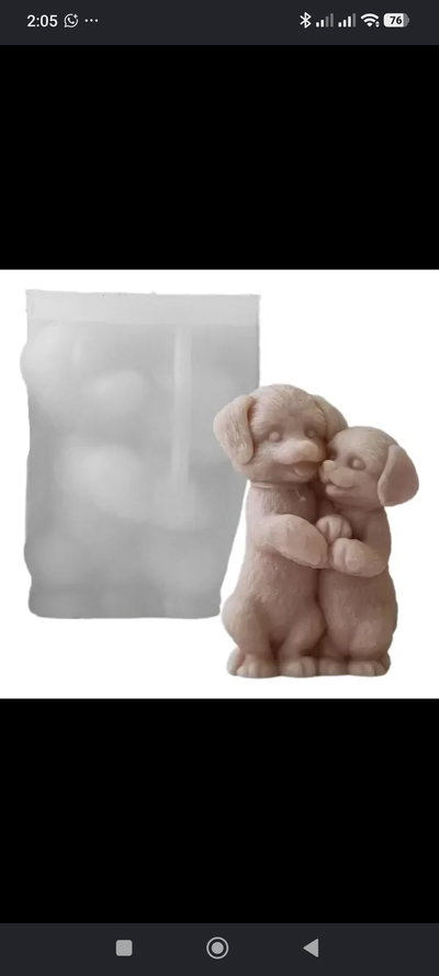 Molde de silicona perritos abrazo Velas, Cemento, Resina y Yeso