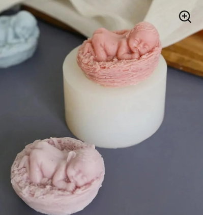 Molde de silicona bebe durmiendo Velas, Cemento, Resina y Yeso