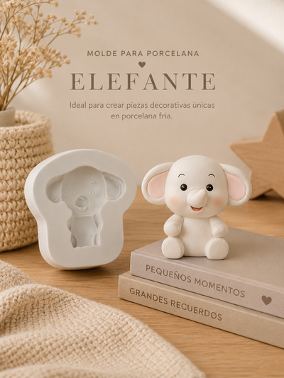 Molde de Silicona elefante  porcelana  ,Cemento, Yeso y Resina –  velas