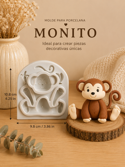Molde de Silicona monito  porcelana  ,Cemento, Yeso y Resina –  velas