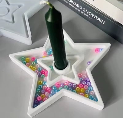 Molde de Silicona porta vela estrella  4168  para Cemento, Yeso y Resina –  velas