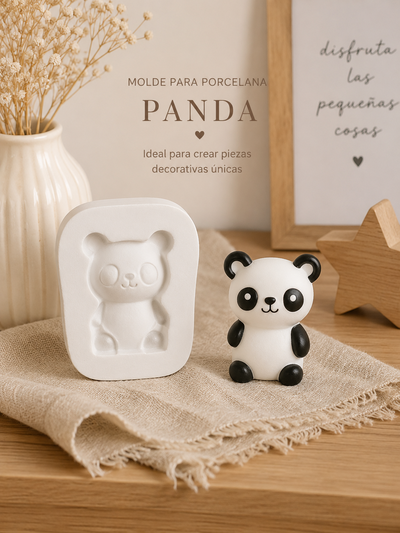 Molde de Silicona panda  porcelana  ,Cemento, Yeso y Resina –  velas